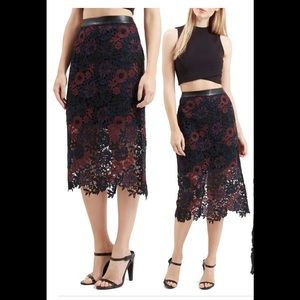 Top shop lace skirt faux leather trimtop